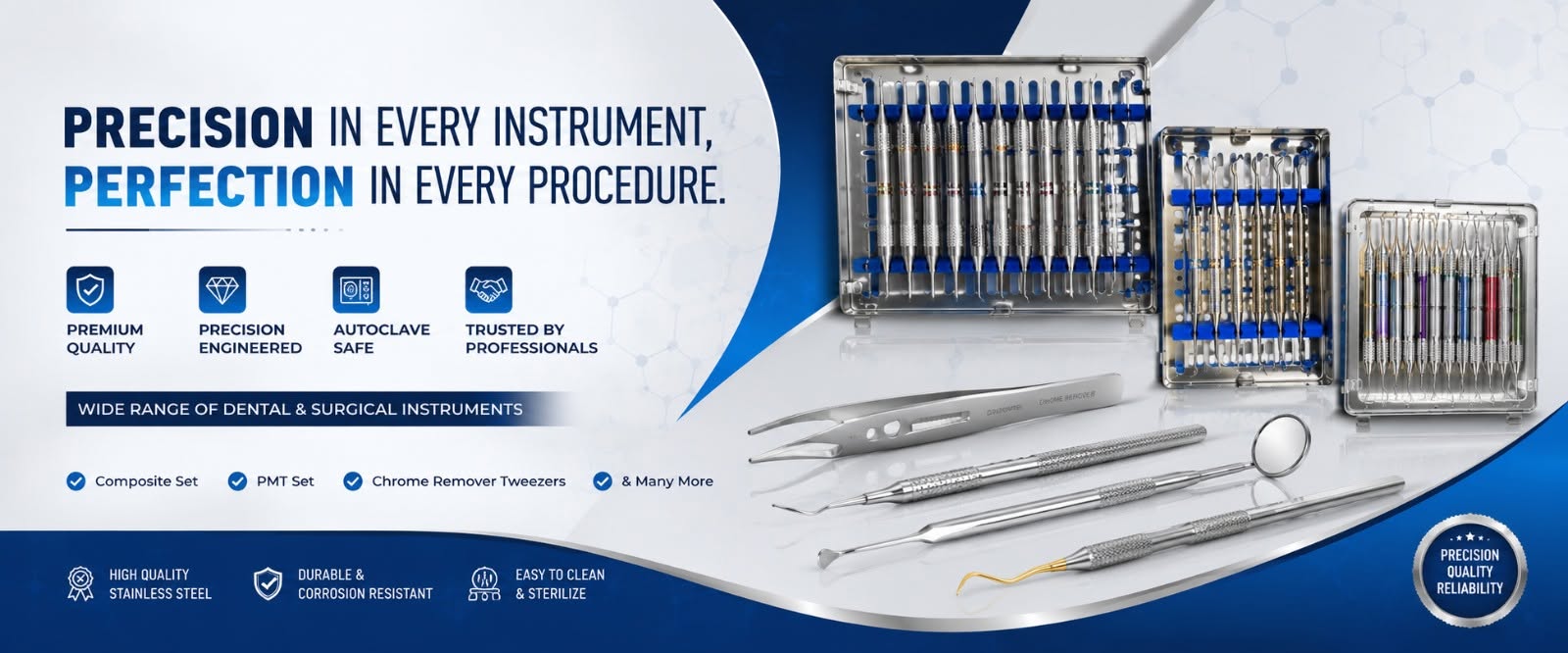 MINA FZC LLC dental instrument sets in sterilization cassettes